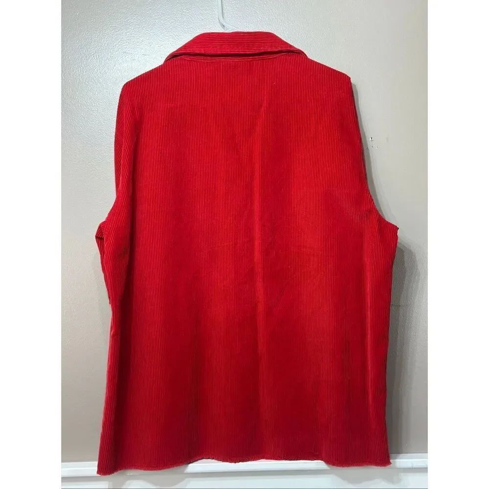 NWOT Drew House SS21 Cherry Red Corduroy Button Up Short Sleeve Shirt Men's M